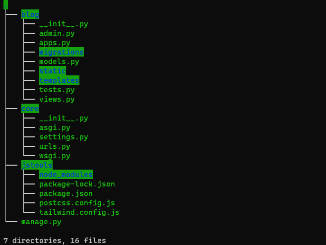 Django App Folders Structure with css and tailwind npm