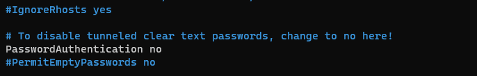 PasswordAuthentication in the sshd config file