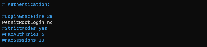PermitRootLogin in the sshd config file