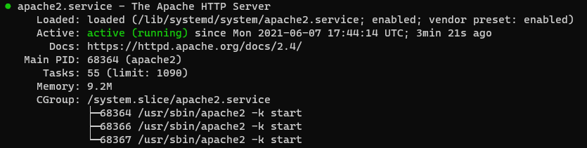 Apache2 status