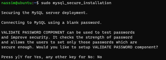 MySQL secure installation ubuntu