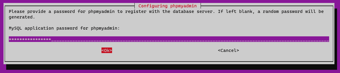 configure password for phpMyAdmin