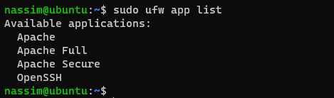 App list ufw apache services